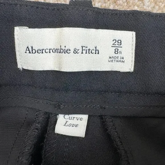Abercrombie & Fitch Curve Love Sloane Tailored Wide Leg Pant Black Womens Size 8 - Picture 7 of 12
